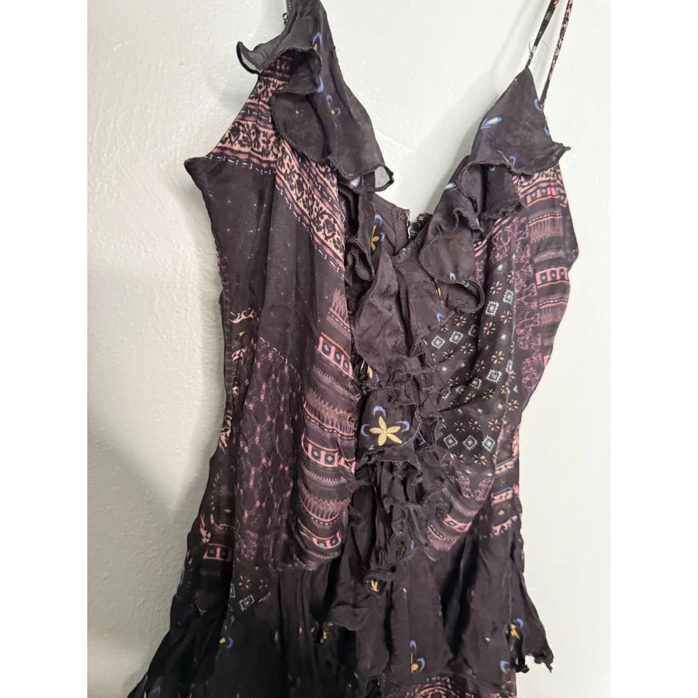 let me be printed boho midi dress Anthropologie‎ Sheer V-Neck Gypsy colourway-darby Care ~ Gentle hand Size:2XL_30-32 styleherstrong on LTK